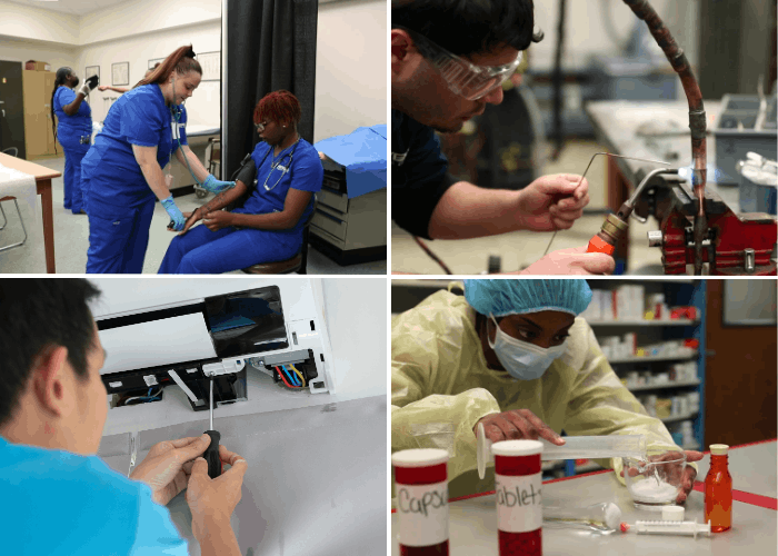 Collage of HVAC, Medical Assistant, Pharmacy Tech, Electrical Tech students
